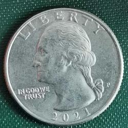 AMERİKA  2021 P    25 CENT  ÇEYREK DOLAR   George Washington - Delaware'i Geçmek