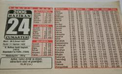 24 Haziran 2006-Orijinal Takvim Yaprağı-Doğum Günü-Söz,Nişan,Nikâh,Düğün ve Önemli Günler Hediyesi-Bizim Anadolu Takvimleri-Ayet-Hadis(Hz.All (r.a.))(II. Balkan harbi başladı.(1913))-Abdulazim - Afra-Bir Öykü-II
