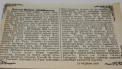 25 Haziran 2006-Orijinal Takvim Yaprağı-Doğum Günü-Söz,Nişan,Nikâh,Düğün ve Önemli Günler Hediyesi-Bizim Anadolu Takvimleri-Ayet-Hadis(Bakara: 44)-(Bosna Zvornik'te toplu mezar bulundu. (2003))-Abdulaziz - Aişe-Sultan Birinci Abdülmecid