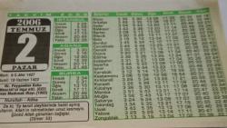 2 Temmuz 2006-Orijinal Takvim Yaprağı-Doğum Günü-Söz,Nişan,Nikâh,Düğün ve Önemli Günler Hediyesi-Bizim Anadolu Takvimleri-Ayet-(Zümer: 53)-(Hz. Peygamber Kuba Mescidi'ni inşa etti. (622))-Nurullah - Atika-Doğada Yaşam