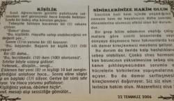 22 Temmuz 2006-Orijinal Takvim Yaprağı-Doğum Günü-Söz,Nişan,Nikâh,Düğün ve Önemli Günler Hediyesi-Bizim Anadolu Takvimleri-Ayet(Hadis-I Şerif)-(T.C. Bakanlar Kurulu ilk kez Doğu'da toplandı. (1993))-Abdulvahid - Ceyda-Kişilik-Sinirlerinize Hakim Olun