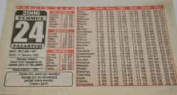 24 Temmuz 2006-Orijinal Takvim Yaprağı-Doğum Günü-Söz,Nişan,Nikâh,Düğün ve Önemli Günler Hediyesi-Bizim Anadolu Takvimleri-Ayet(Hadis-i Şerif)-(Istanbul-Ankara Yolcu treni Pamukova'da raydan çıktı; 37 ölü.(2004))-Abdurrahim - Elif-Riba-Yahudinin Selamı