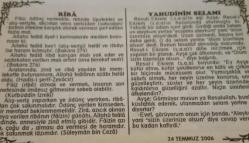 24 Temmuz 2006-Orijinal Takvim Yaprağı-Doğum Günü-Söz,Nişan,Nikâh,Düğün ve Önemli Günler Hediyesi-Bizim Anadolu Takvimleri-Ayet(Hadis-i Şerif)-(Istanbul-Ankara Yolcu treni Pamukova'da raydan çıktı; 37 ölü.(2004))-Abdurrahim - Elif-Riba-Yahudinin Selamı