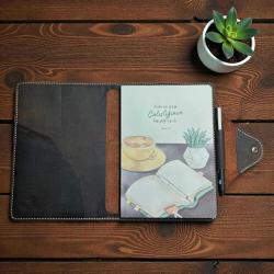 %100 El Yapımı Hakiki Deri A5 Defter/Ajanda Kılıfı Organizer
