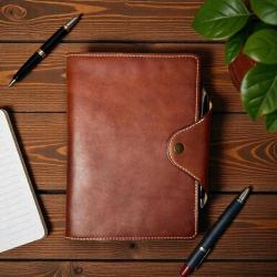 %100 El Yapımı Hakiki Deri A5 Defter/Ajanda Kılıfı Organizer