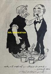 Osmanlıca Akbaba Mizah Dergisi-Gazetesi, Orijinal Dönem Basım, (Ottoman Magazine-Newspaper) - 15 Ağustos 1927 - Sayı: 488 - Karikatürist Ramiz Gökçe'nin Çalışması: İran Gazeteleri Aleyhimizde Ateş Püskürüyor... 