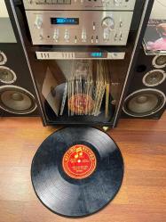 1 Adet Vinil Plak Temalı Yuvarlak Alan Matı, paspas 60cm çapında