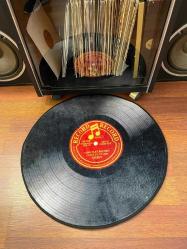 1 Adet Vinil Plak Temalı Yuvarlak Alan Matı, paspas 60cm çapında