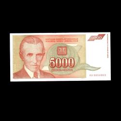 YUGOSLAVYA (1993) - 5.000 Dinar (ÇÇT-ÇA 8,5/10) 