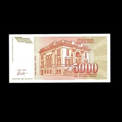 YUGOSLAVYA (1993) - 5.000 Dinar (ÇÇT-ÇA 8,5/10) 