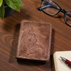 BERLIN %100 El Yapımı Desenli Hakiki Deri Kartlık