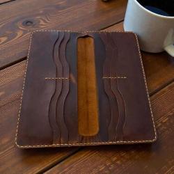 LUANDA %100 El Yapımı Uzun Deri Cüzdan