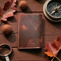 %100 El Yapımı PRAG Hakiki Deri Pasaport Cüzdanı Organizer