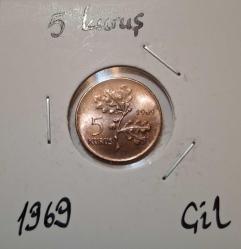 712// 5 Kuruş Bakır 1969 çil