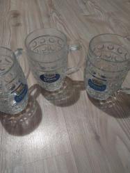 0.5 eski kalin cam bira bardağı 3 adet