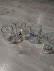 4 adet eski kalın cam 0.5 bira bardagi