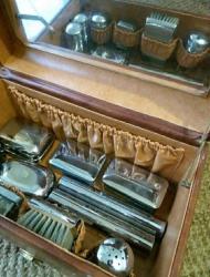 Vintage deri çantalı berber seti