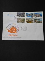 2019 Cittaslow Sakin Şehirler konulu sürekli posta pulları,Akyaka Gökçeada Köyceyiz Mudurnu Perşembe Şavşat FDC İLK GÜN ZARFI