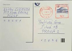 ÇEK CUMHURİYETİ (ÇEKOSLAVKYA) POSTA KARTI POSTADAN GEÇMİŞ KIRMIZI MAKİNA DAMGALI