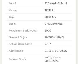 Kıbrıs Barış Harekatı'nın 50. Yılı Hatıra Gümüş Para