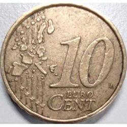 Yunanistan 10 euro sent, 2002 - İlk Basım - Rigas Fereos Portreli - Darphane işareti 