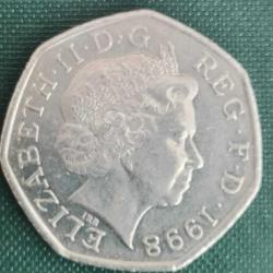 İNGİLTERE   1998      50  PENCE     HATIRA    Büyük Britanya'nın Avrupa Birliği'ne Katılımının 25. Yıldönümü