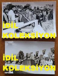 TÜRKİYE CUMHURİYETİ ESKİ BAŞBAKANI ve DENİZ KUVVETLERİ KOMUTANI ORAMİRAL SAİM BÜLENT ULUSU'NUN ORİJİNAL 2'Lİ FOTOĞRAF SETİ - 16 x 11 cm ve 15 x 10 cm EBADINDA - BÜLENT ULUSU, İSTANBUL MASLAK'TA YAPILACAK OLAN ATATÜRK OTO SANAYİ SİTESİNİN 2. KISIM İNŞAATININ TEMEL ATMA TÖRENİNDE İLK BETONU DÖKERKEN ve KONUŞMA YAPARKEN ÇEKİLMİŞ 2 FARKLI KARE. 1983