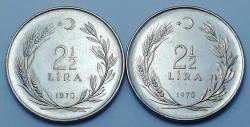 1970 Yılı 2.5 Lira Saban Kılıçtan Üstündür Ters-Düz Takım