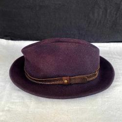 Vintage İtalyan Mürdüm Yün Fedora Şapka