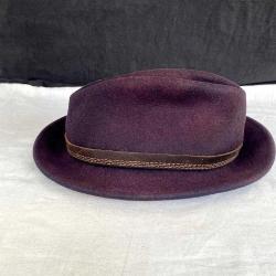 Vintage İtalyan Mürdüm Yün Fedora Şapka