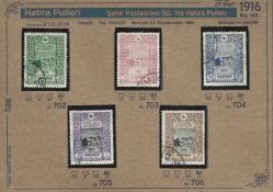 1916 Şehir Postası'nın 50. YIlı Hatıa Pulları Damgalı Tam Seri İSfila 702-706