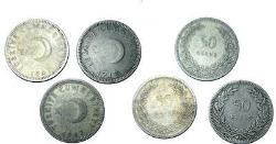 Türkiye 50 Kuruş, 1947-48 Gümüş 12 gr 3 Adet