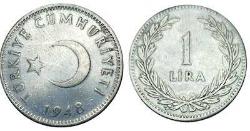 Türkiye 1 Lira, 1948 Gümüş 7.50 gr