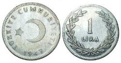 LOT.16 » Türkiye 1 Lira, 1947 Gümüş 7.50 gr
