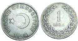 LOT.13 » Türkiye 1 Lira, 1948 Gümüş 7.50 gr