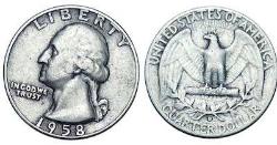 LOT.8 » ABD ¼ Dolar , 1958 Gümüş 6.25 gr