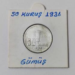 1936 Ata 50 Kuruş Gümüş..