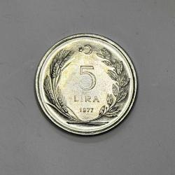 1977 5 Lira Acmonital – Çil Kondisyonda Koleksiyonluk Madeni Para
