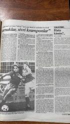 CUMHURİYET SPOR HAFTALIK PARASIZ DERGİSİ - 12 MAYIS 1987 SAYI: 38 - ABDÜLKADİR YÜCELMAN – NADİR NADİ – HASAN CEMAL – EMİNE UŞAKLIGİL – OKAY GÖNENSİN – TANER KUTLAY – ZELİHA MİDİLLİ – VEDAT DANACI – ALİ ŞEN – SEMİH BAYULKEN – CEVHER ÖZDEN – TAHŞİN KAYA – GÜRCAN BİLGİÇ – REŞAT ÖKTEM – İLYAS – PAPRICA – ATİLLA KESKİN – HÜSREV KARAGÖZ – MEHMET ALİ GÜR – ÇİĞDEM YEYGÜN – HASAN ALİ ÜZER - TRİBÜNÜ MESKEN TUTANLAR: TEHLİKELİ AZINLIK FANATİKLER – ALİ ŞEN BAŞKAN, FENERBAHÇE ŞAMPİYON (RÖPORTAJ) – ÇERÇEVE / ADAM ADAM / OBJEKTİF GÖZLE – ŞAMPİYON ADAYLARININ MAÇLARINDAN – GÜLENLER (GALATASARAYLI İLYAS) – AĞLAYANLAR (BEŞİKTAŞLI PAPRICA) – AT YARIŞLARI (REŞAT ÖKTEM) – BAYAN SPORCULAR VE FEMİNİZM – NBA’DAN BASKETBOL – OKURLARDAN: İLGİNÇ KONULARA DETAY (ATİLLA KESKİN), ATLARA İLGİ (HÜSREV KARAGÖZ), ANKARAGÜCÜLÜ DURMUŞ’A AÇIK MEKTUP (MEHMET ALİ GÜR), DİĞER SPOR DALLARINA İLGİ (ÇİĞDEM YEYGÜN), DOPİNG HEP GİZLİ Mİ KALACAK? (HASAN ALİ ÜZER) - 16 SAYFA