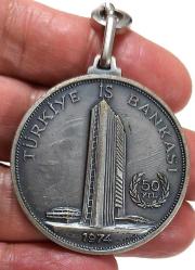 1974 TÜRKİYE İŞ BANKASI GÜMÜŞ ANAHTARLIK 2B1C1AA1 ÇOK NADİR