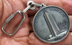 1974 TÜRKİYE İŞ BANKASI GÜMÜŞ ANAHTARLIK 2B1C1AA1 ÇOK NADİR