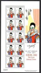 Cebelitarık 2002 Sirkler ve Meşhur Palyaçolar Temalı MNH Europa-CEPT Tabaka