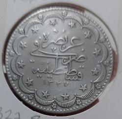 GÜMÜŞ 20 KURUŞ SULTAN V.MEHMET REŞAT 1327-8 ORİJİNAL ÇİLALTI RR2BB1A ÇOK NADİRDİR