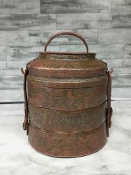 Antika Osmanlı Saz Tuğralı Tarihli Bakır Sefer Tası