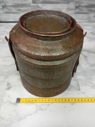 Antika Osmanlı Saz Tuğralı Tarihli Bakır Sefer Tası