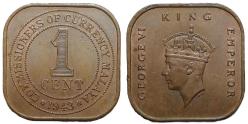 Malaya 1943 Yılı 1 Cent ÇİL (-)
