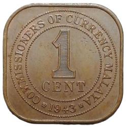 Malaya 1943 Yılı 1 Cent ÇİL (-)
