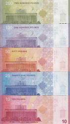 Suriye Yeni Baskı 2025 Yılı 200-100-50-25-10 Yeni Suriye Pound'u Set 5'Li Yabancı Kağıt Para ÇİL