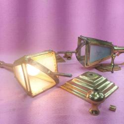 VINTAGE ÖZEL SİPARİŞ EL YAPIMI BİR ÇİFT FAYTON FENERİ FORMLU PİRİNÇ DUVAR APLİĞİ FENER