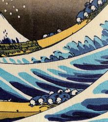 JAPON SANATÇI HOKUSAİ'NİN KANAGAWA OKİ NAMİ URA ADLI ESERLERİNİN KANVAS TABLOSU.TUVAL ÜZERİNE RESMEDİLMİŞTİR.  KONDİSYON YÜKSEK. 40 X 50 CM.